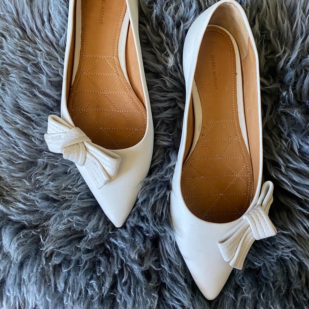 Isabel Marant White Bow Flats. Worn once!